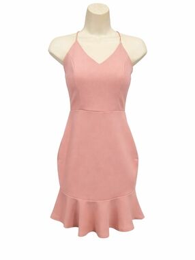 AX Paris Blush Pink Mini Dress Frill Hem Spaghetti Strap Size 4 NWT